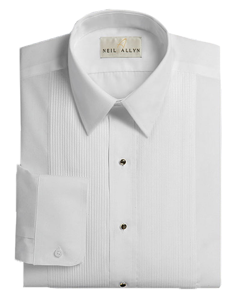 Neil Allyn Mens Tuxedo Shirt Poly/Cotton Laydown Collar 1/4 inch Pleat 2XL-5 18/18.5 Neck - 34/35 Sleeve Length 