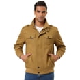 thumbnail image 2 of Chaqueta cortavientos para hombre con cuello levantado y cremallera, bolsillos múltiples, chaquetas cargo Caqui XL Unique Bargains Chaqueta, 2 of 6