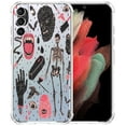 thumbnail image 1 of Hippie Skeleton Clear Case for Samsung Galaxy S21 Plus,Aesthetic Art Design Case for Men Women,Unique Trendy Transparent TPU Bumper Case Cover, 1 of 5