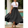 thumbnail image 2 of sicmoss Women's Black High Waisted Bohemian Maxi Skirt, Side Slit Flowy with Pockets, 2 of 8
