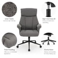 thumbnail image 5 of High Back Office Chair with Padded Arms, Ergonomic Adjustable Height 360° Swivel Linen Upholstered Desk Chair with Wheels for Home Office Study or Conference Room (Light Grey), 5 of 8