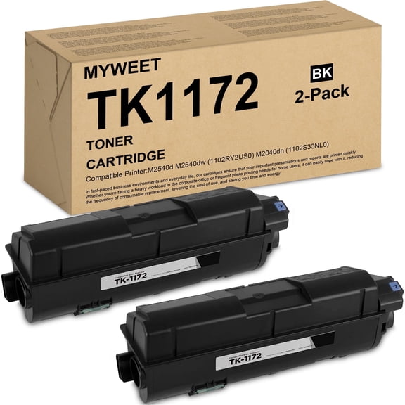 TK1172 ( 2 Pack Black) Toner Cartridge High Yield Compatible for Kyocera TK-1172 1172 Toner Cartridges for Kyocera M2540d M2540dw M2040dn Printers