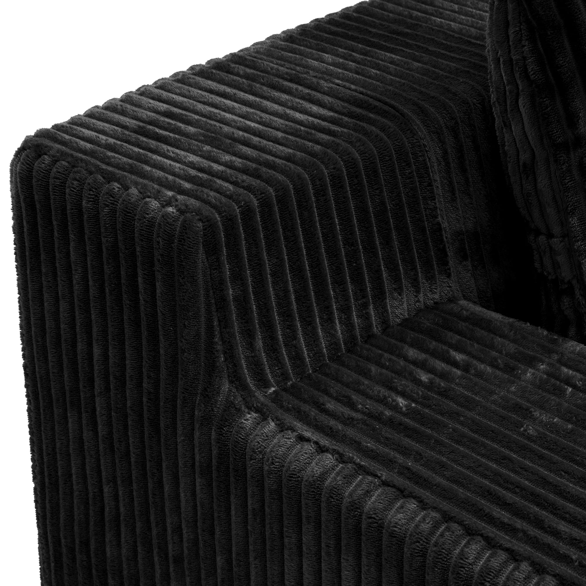 Modular L Shaped Sectional Sofa 96.5 Inch, Corduroy Floor Couch with Foam Filling for Living Room Bedroom, No Assembly Required, Black