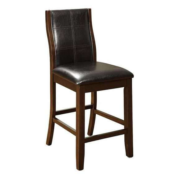 Bowery Hill 25.5"Contemporary Faux Leather Counter Stool in Black (Set of 2)