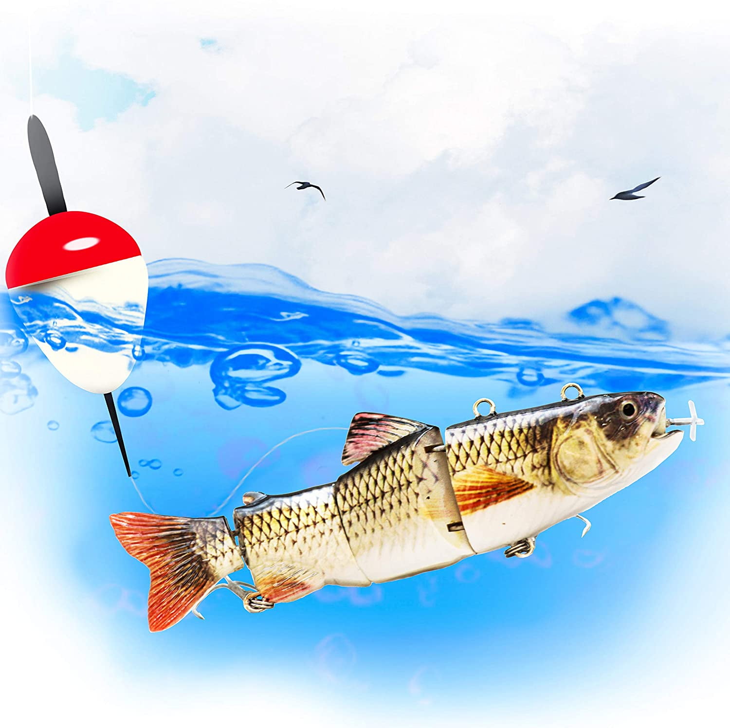 Details about   1 Set USB Rechargeable LED Light Fishing Lures Bait Electric Life-like Vibrate 