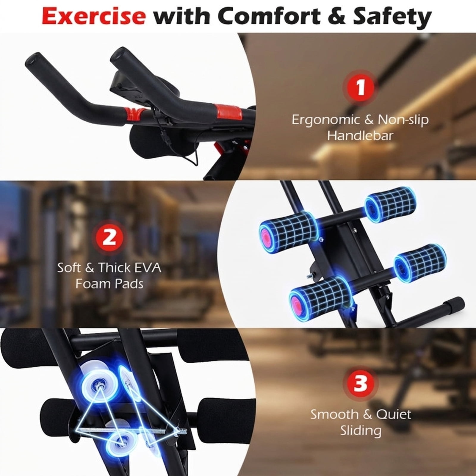 Airfind Multifunctional Weight Bench for Home Gym with 3-Position Adjustable Back and Leg Developer and Safety Hooks and Foam Rollers for Strength Training, Black