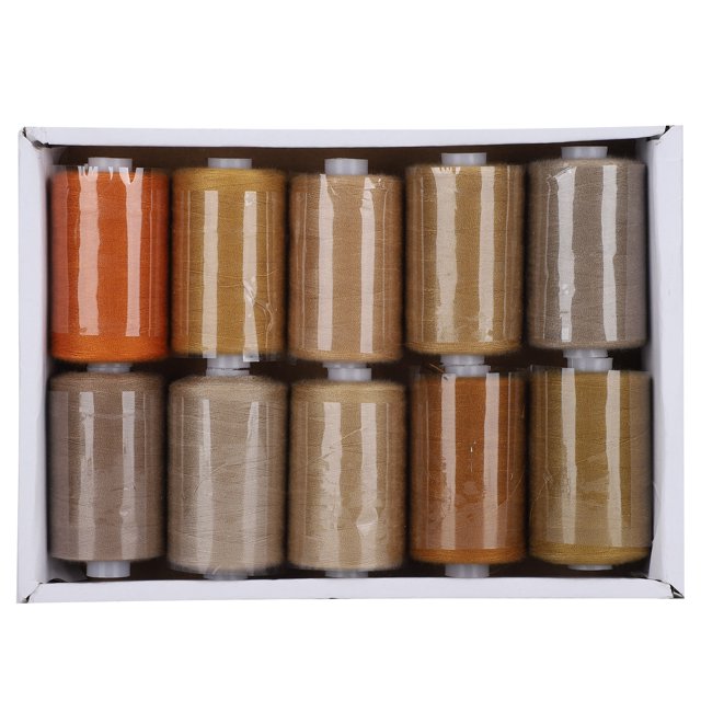 Ensemble de 10 Rouleaux de Fil à Coudre Couleur Pagode Fils Accessoires Faits à la Main 402 (Combinaison Marron)