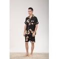 thumbnail image 2 of Men's Satin Pajamas Set of Short Sleeve and Short Pants made of Artificial Silk in Elegant Patterns,5+ Colors(Black_Dragon,M), 2 of 7