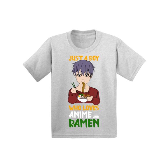 Just a Boy Who Loves Anime and Ramen T-Shirt for Kids Anime Boys Tees Humor Youth Shirt Japanese Kawaii