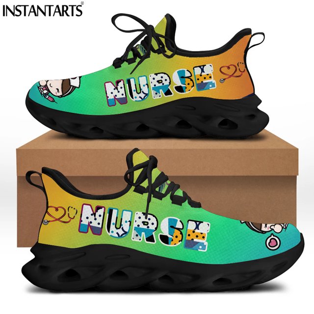 Zapatillas deportivas informales de malla para enfermera, ligeras, con plataforma y cordones, para mujer, para correr,