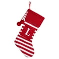thumbnail image 2 of putnchl 8 Inches Initial Christmas Stocking Monogram Striped Christmas Stocking red Green with White Embroidered Letter Christmas decorations, 2 of 3