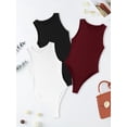 thumbnail image 4 of Solid Sleeveless 3pcs Bodysuits, Versatile Crew Neck Slim Summer Bodysuits, Women's Clothing, 4 of 5