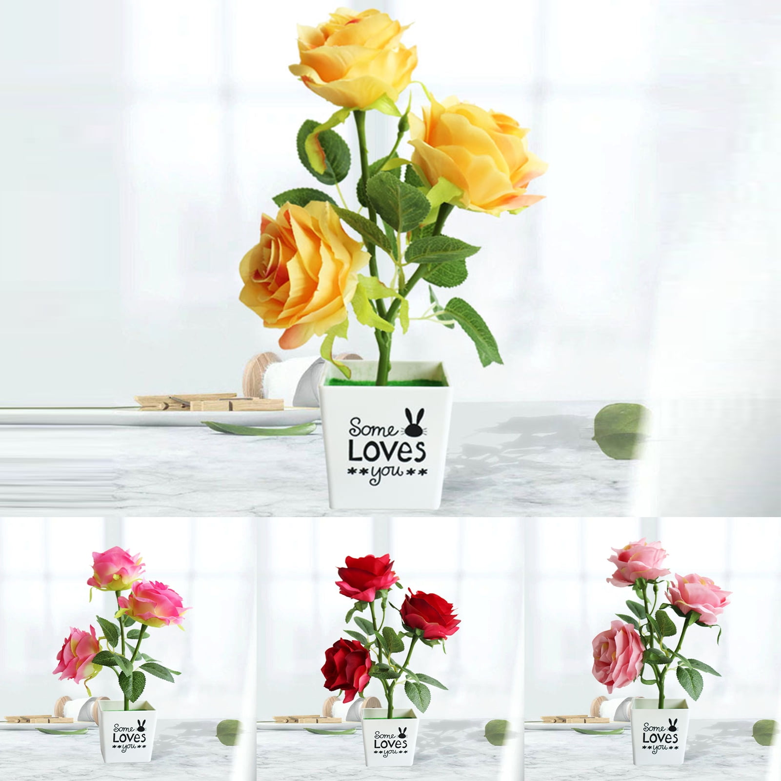 Farfi 1 Set Artificial Potted Plant No Odor DIY Plastic Ornamental