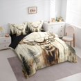 thumbnail image 3 of Homewish Elk Deer Moose Bedding Comforter Set 7pcs for Men, Jungle Pine Tree Plant Queen Bedding Sets, Western Wildlife Theme Reversible Queen Sheet Sets, Breathable Home Decor, 3 of 7