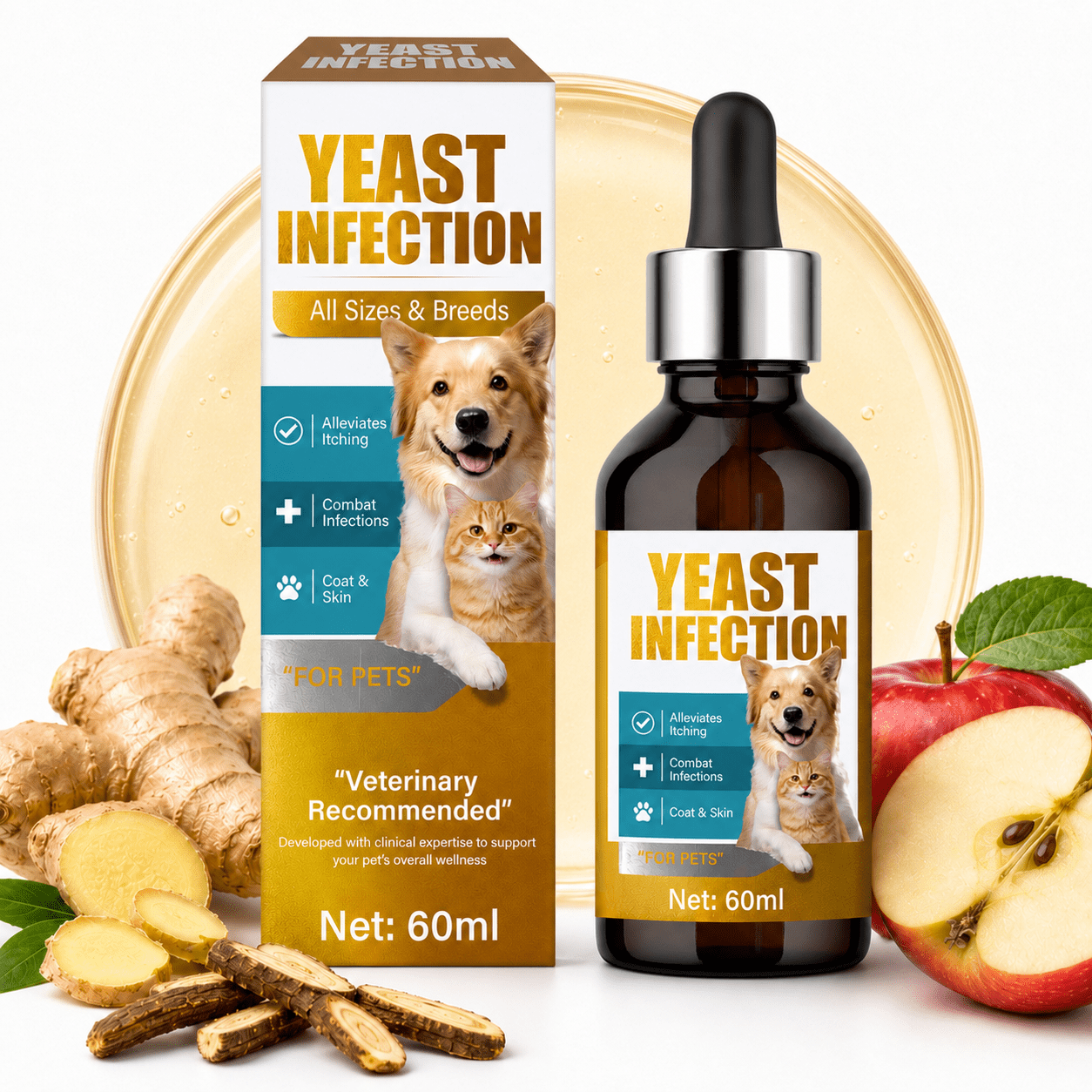 Yeast Infection Treatment For Dogs and Cats, Yeast Infection Drops For Dogs and Cats, 60ml