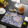 thumbnail image 3 of Set of 6 Flax Paisley Placemats Featuring Heat Resistant Wrinkle Free Finish with Colorful Vintage Boho Floral and Mandala Geometric Designs for Dining, 3 of 5