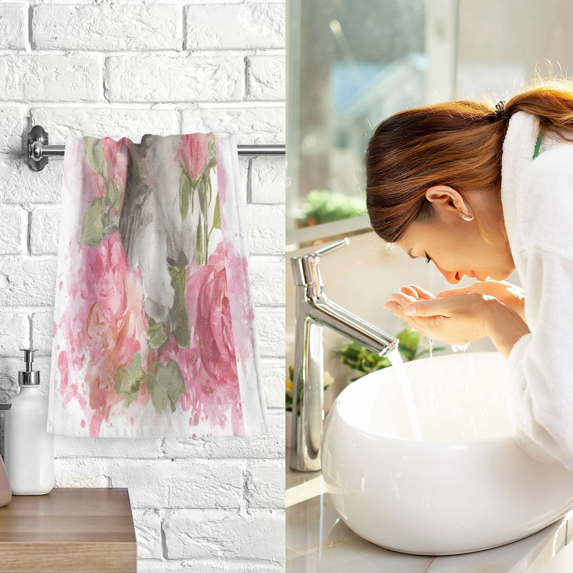 2 Pcs Hand Towels Sets A Gray-white Cat Cotton Towel Set Absorbent Face Towel for Bathroom Kitchen Shower Hotel Decor