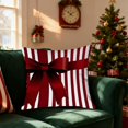 thumbnail image 1 of xihome Funda de cojn cuadrada de lino con lazo rojo a rayas navideñas para sof, decoracin navideña para el hogar, 1 of 6