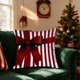 thumbnail image 1 of Hogar y cocina, Decoración del hogar, Decoración navideña, Funda de almohada con lazo de rayas rojas navideñas, Funda de cojín para sofá, Funda de almohada de lino, 1 of 6