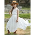 thumbnail image 4 of LIIPEE Girls Sleeveless Long Dress Kids Summer Solid Color Lace Ruffle Flowy A Line Party Gown Dresses With Asymmetrical Hem,9-10 Years, 4 of 7