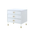 thumbnail image 3 of Sunniva White Side Table - 3 Drawers, High Gloss Finish, Acrylic Knob and Acrylic Leg with Gold Tip, 3 of 10
