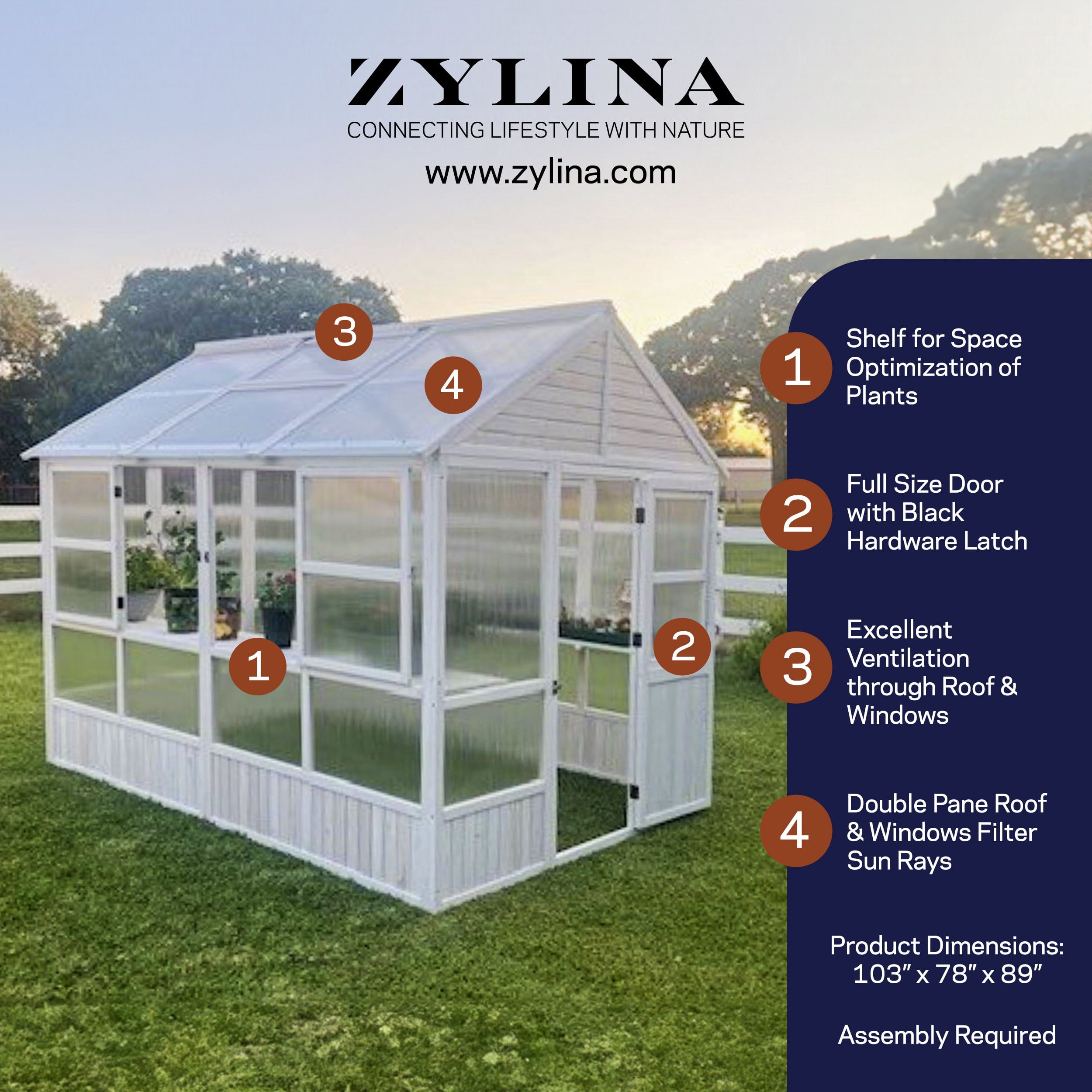Zylina XL Hobby Greenhouse...Perfect for The Backyard Gardener - Dimensions: 103"x78"89