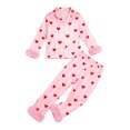 thumbnail image 3 of Xyant Girls Valentines Pajamas Satin Pajama Set Silk Pjs Long Sleeve Button Down Heart Sleepwear Loungewear Sets for Toddler Kids,Size 10 Years, 3 of 6