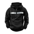 thumbnail image 3 of Txeol Quarter Zip Hoodies Men Long Sleeve Tactical Reflective Strip Sweatshirts with Pocket Casual Lightweight Drawstring Pullover,Black,XXL, 3 of 9
