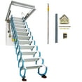 thumbnail image 1 of Telescoping Attic Pull Down Ceiling Ladder 12 Steps Loft Stairs 9.84Ft Height Ceiling Open Size 27.56'' x 39.37'' Blue, 1 of 14