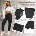 thumbnail image 3 of TEMOFON Sweatpants for Women Cargo Drawstring Joggers with Pockets Comfy Fall Pants Winter Clothes Fleece Lined Thermal Athletic Trousers Black L, 3 of 9