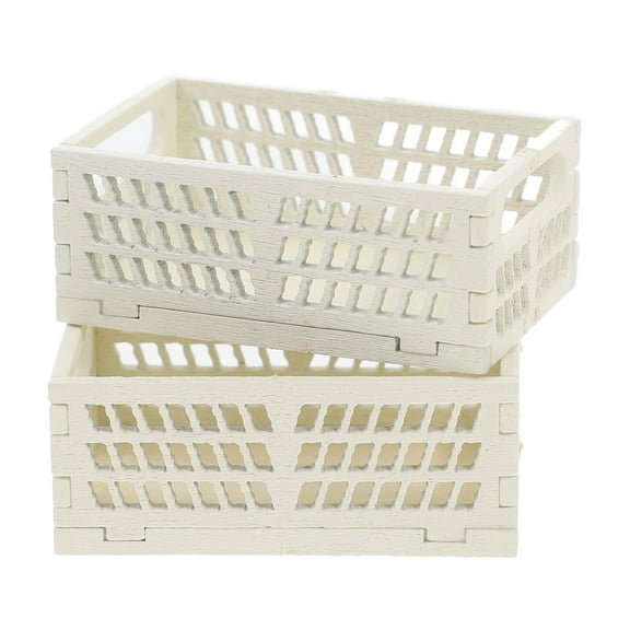 WRISTBIQUE Dollhouse Miniature Storage Rack White Wood 2Pcs For Organizing