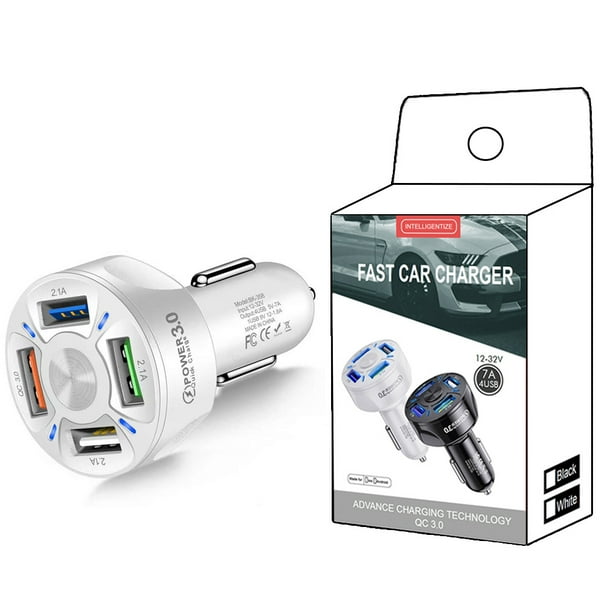 Cargador rápido para coche QC3.0 de 7 A y 4 USB, cargador para coche de un solo puerto, cargador para coche QC3.0 de cuatro puertos múltiples