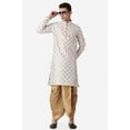 thumbnail image 7 of Royal Kurta Jacquard Silk Printed Cream Kurta and Bronze Dhoti Set for Men, 7 of 7