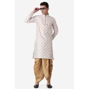 Royal Kurta Jacquard Silk Printed Cream Kurta and Bronze Dhoti Set for Men