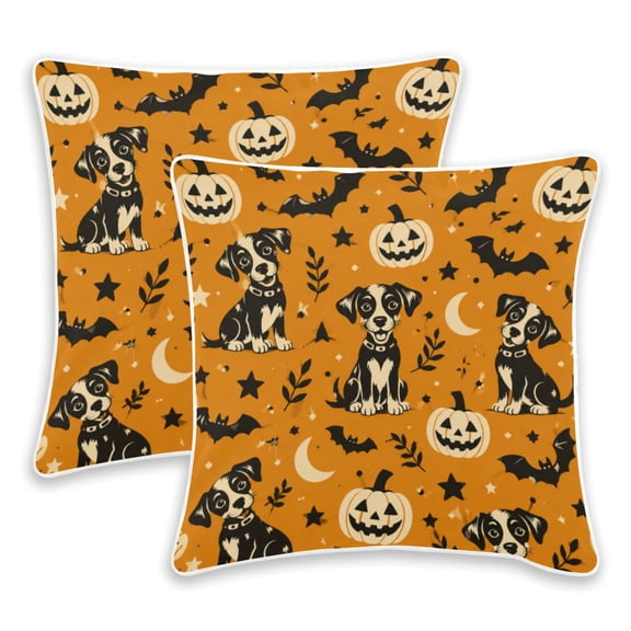 2 Pack Pillow Covers Halloween Pups Printed Decorative Pillow Case with Hidden Zipper, (No Pillow Insert)