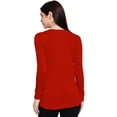 thumbnail image 4 of eloria Women's T-Shirt Round Neck Solid Color Plain Full Sleeve T-Shirt Color: Red | Size: XL, 4 of 7