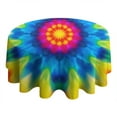 thumbnail image 4 of Colorful Tie Dye Mandala Pattern Round Tablecloth 60"x60",Wrinkle Wipeable Table Cloth for Kitchen Dining Room Picnic Patio Party, 4 of 6