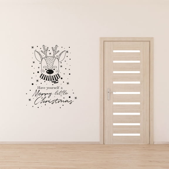 Have Yourself Christmas Quote Holiday Seasons Merry Little Christmas Santa Claus Deer Quotes Vinyl Design Wall Sticker Art Decal Boys Girls Room Bedroom Decors Stickers Decoration Size (30x22 inch)