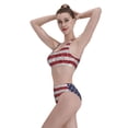 thumbnail image 3 of Kdxio America Flag Glitter for Womens High Waisted Bikini Top Sports Style Two Piece Bathing Suits, 3 of 5