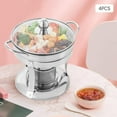 thumbnail image 6 of Chafing Dishes for Buffet of 4, Small Stainless Steel Buffet Warmer Chafer with Lid, Single Shabu Hot Pot with Fuel Holder, Chafers and Buffet Warmers Sets for Parties, Wedding, 6 of 7