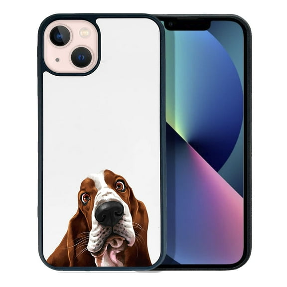 FINCIBO Soft Rubber Protector Cover Case for Apple iPhone 13 6.1" 2021 (NOT FIT Apple iPhone 13 mini 5.4" 2021/iPhone 13 Pro 6.1" 2021/iPhone 13 Pro Max 6.7" 2021), Basset Hound Dog