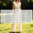 thumbnail image 3 of TEAJOPSUU Womens Jumpsuits Ruffle Sleeveless Lace Trim Wide Leg Jumpsuits Relaxed Fit Casual Romper for Vacation Beach Everyday Beige, 3 of 5