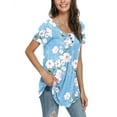 thumbnail image 3 of PPYOUNG Women's Summer Casual Short Sleeve Tunic Tops Fit Pleated Blouse Shirts, 3 of 6
