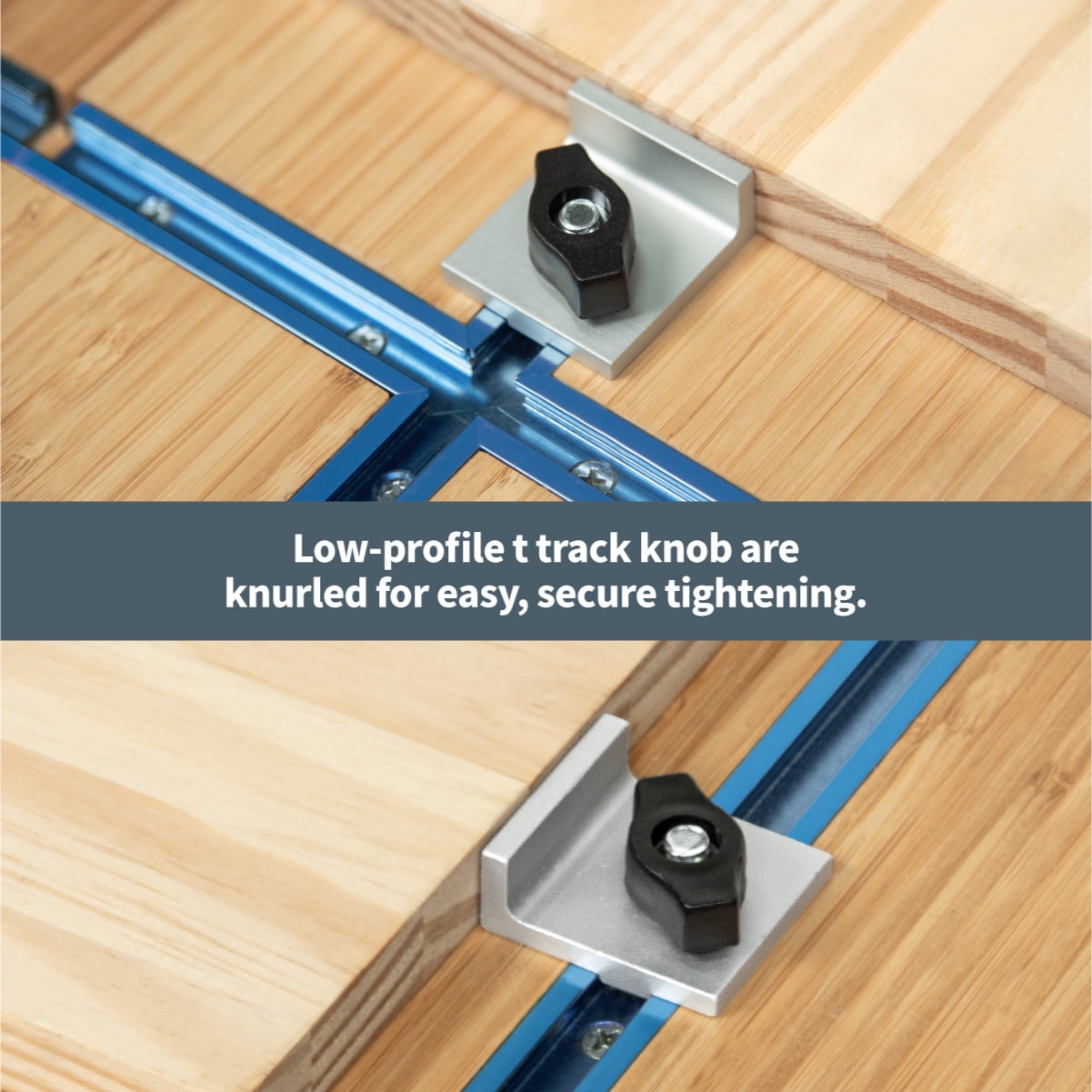 POWERTEC T-Track Stops and Clamps Kit for Woodworking, Incl. 2 Long Stops, 2 Short Stops, 2 In Line Stops and 4 Hold Down Clamps 5-1/2" L x 1-1/8" W (71910)