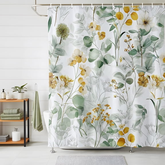 Sage Green Eucalyptus Shower Curtains for Bathroom, Spring Floral Botanical Farmhouse Waterproof Fabric Shower Curtain, Decorative Bathroom Curtain for Bathtub, 36"x72" , No Hooks Included