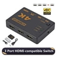 thumbnail image 2 of 4K HDMI-Compatible Switch 3 in 1 Out HDMI Switcher Selector Splitter with Hub IR Remote Controller, 2 of 7