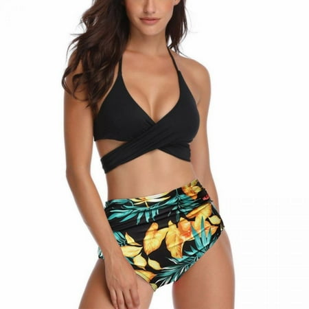 

Mother and Daughter Bathing Suits Push Up Halter Bandage Bikini Tops High Waisted Swimwear Family Matching Swimsuit Set