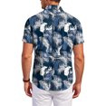 thumbnail image 4 of QHRMKOG Mens Short Sleeve Shirts Loose Fit Tropical Print Hawaiian Shirt Breathable Holiday Button Down Beach Shirt Summer Casual Shirts Blue 2XL, 4 of 6