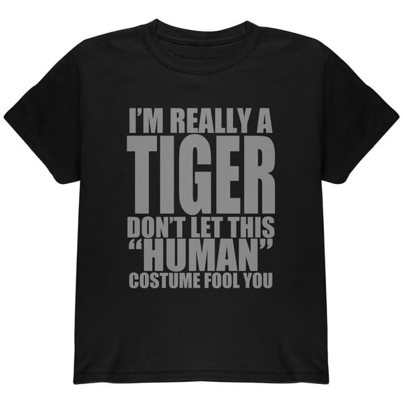 Halloween Human Tiger Costume Youth T Shirt Black YLG