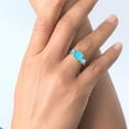 thumbnail image 5 of Gem Stone King 925 Sterling Silver Green Turquoise and Swiss Blue Topaz 3 Stone Engagement Ring for Women (3.30 Cttw, Gemstone, Cushion 8MM, Size 7), 5 of 5